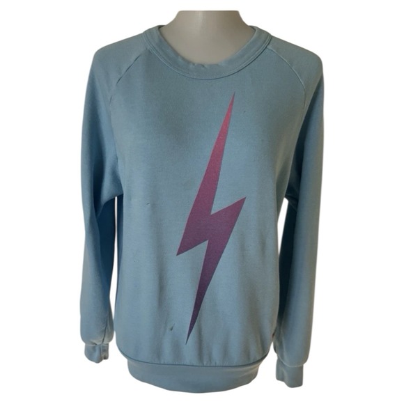 Aviator Nation Tops - Aviator Nation Lightning Bolt Sweatshirt Crewneck Long Sleeve Size XS Blue